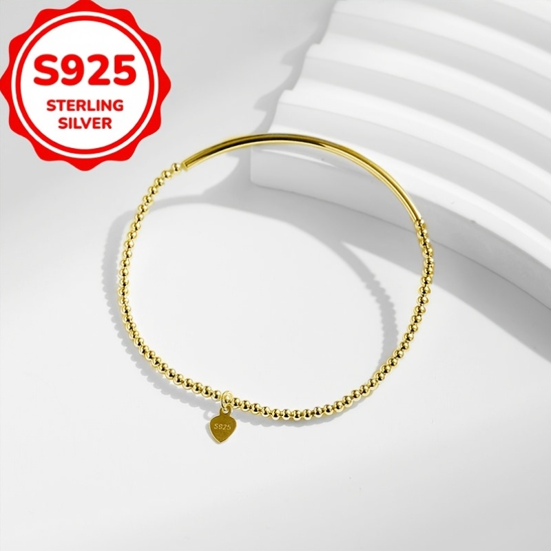 Women's S925 Silver Round Bead Bracelet, Unique Design
